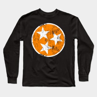 Tennessee Flag Orange White Distressed Tn State Long Sleeve T-Shirt